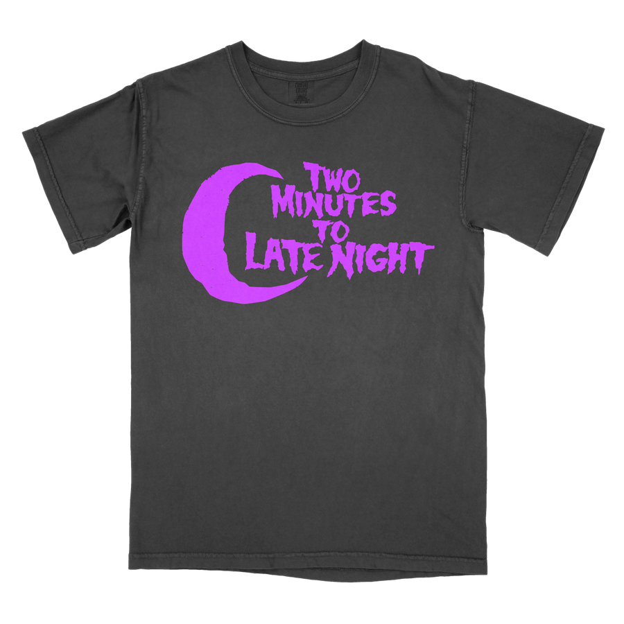 Two Minutes To Late Night "Logo: Purple" Premium Black T-Shirt