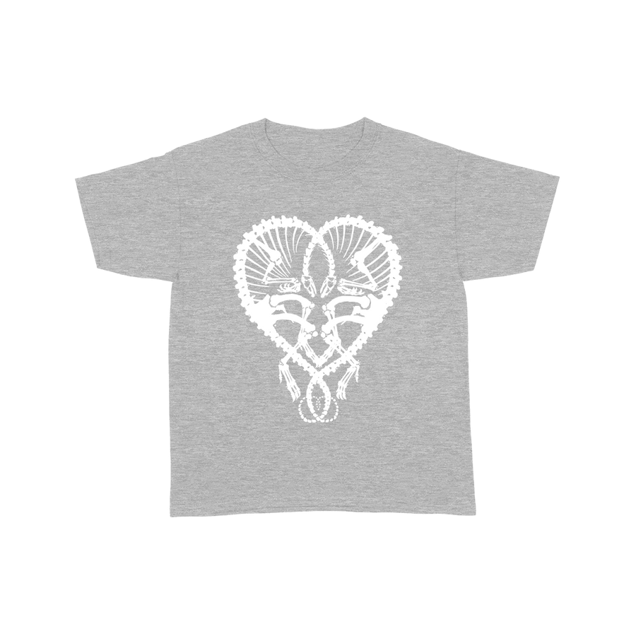 Dan McCarthy "Dino Heart: Black" Light Heather Grey Youth T-Shirt