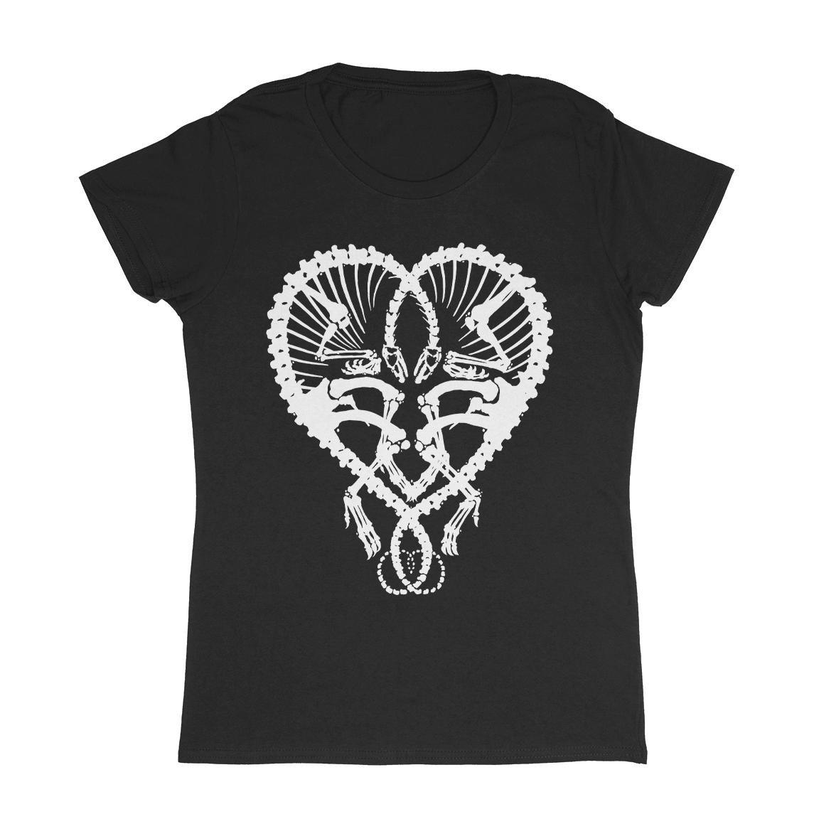 Dan McCarthy "Dino Heart: White" Black Women's T-Shirt