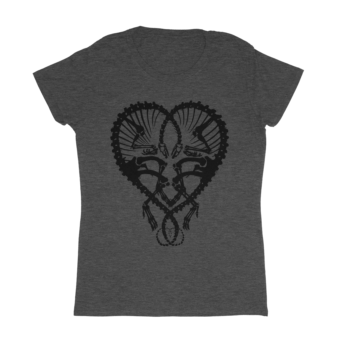 Dan McCarthy "Dino Heart: Black" Heather Charcoal Women's T-Shirt