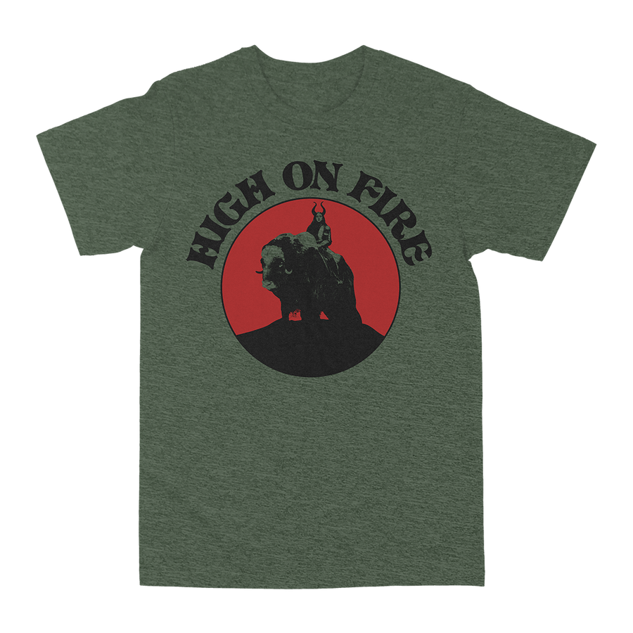 High On Fire “Musk Ox Rider” Heather Military Green T-Shirt