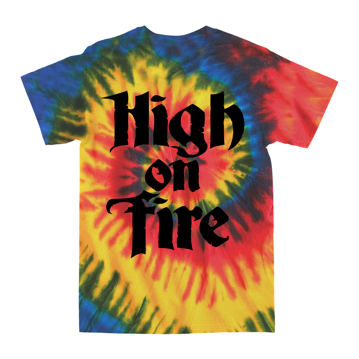 High On Fire “Logo: Black” Rasta Wave Tie-Dye T-Shirt