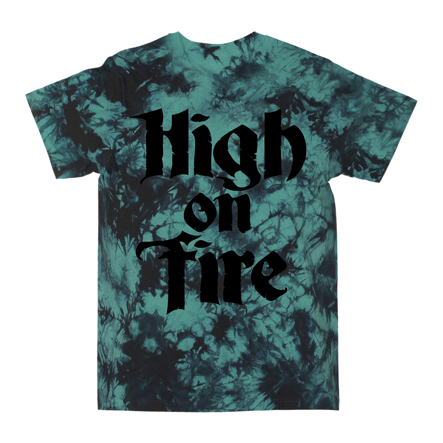 High On Fire “Logo: Black” Black / Teal Crystal Tie T-Shirt