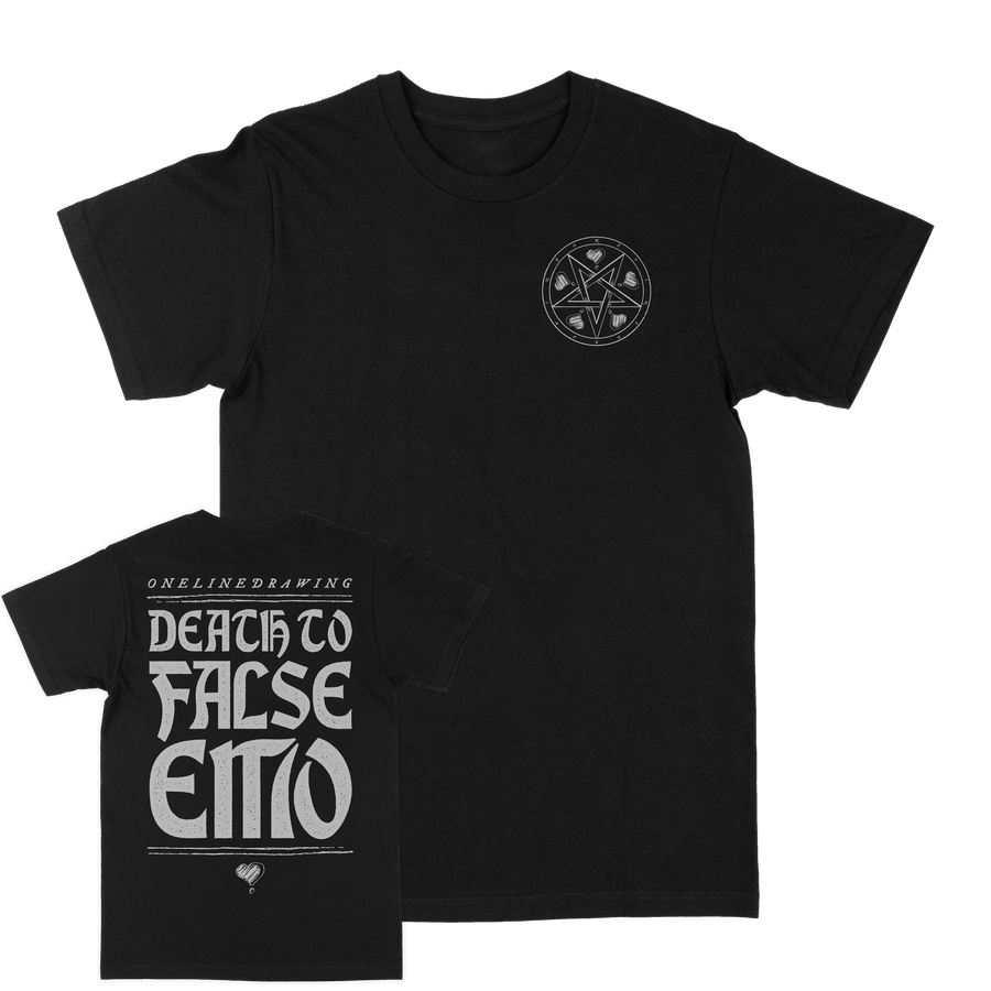 Onelinedrawing "Death to False Emo" Black T-Shirt
