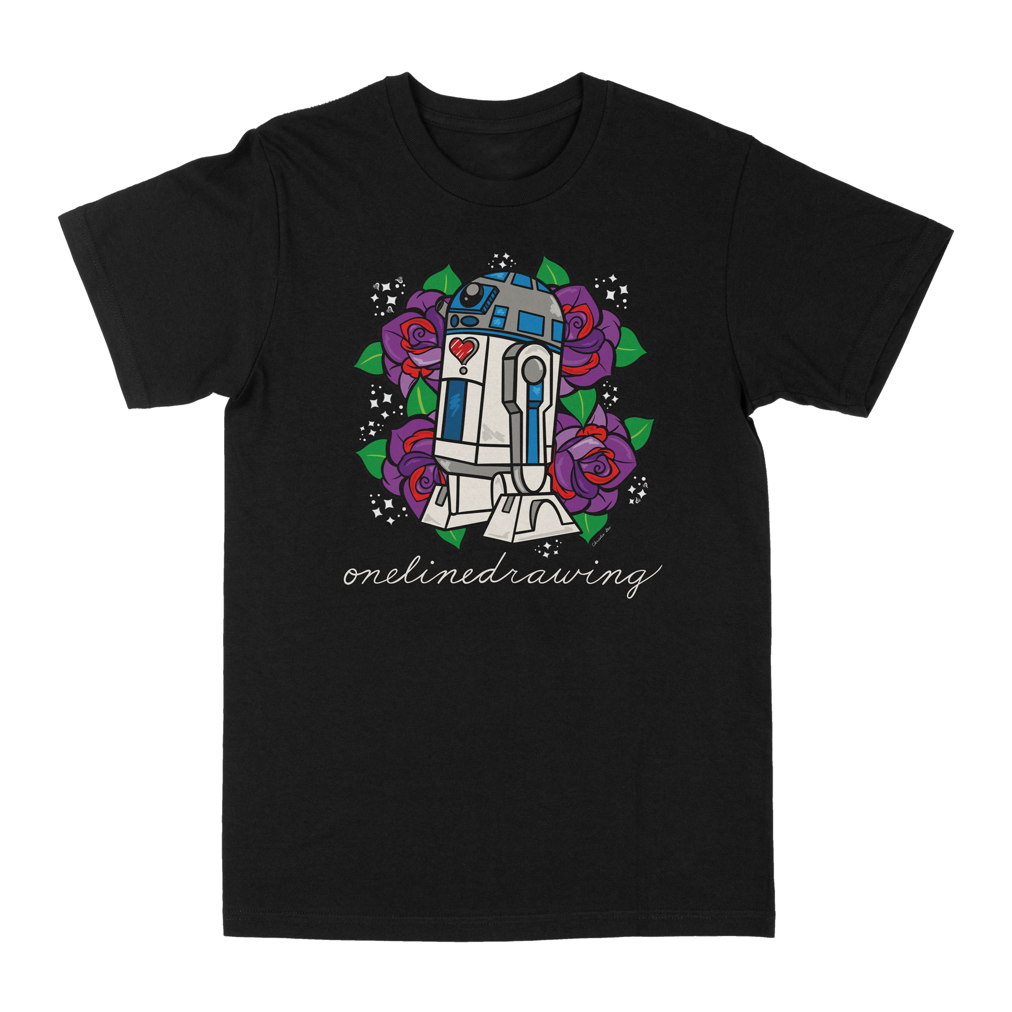 Onelinedrawing "R2" Black T-Shirt