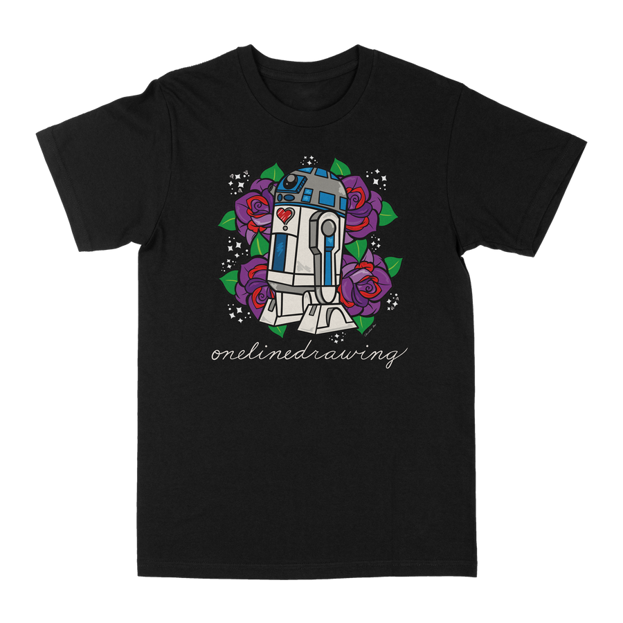Onelinedrawing "R2" Black T-Shirt