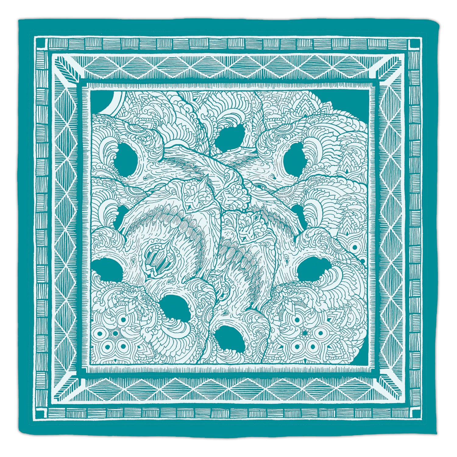 Thomas Hooper "Glitched Ornamental Skulls" Bandana