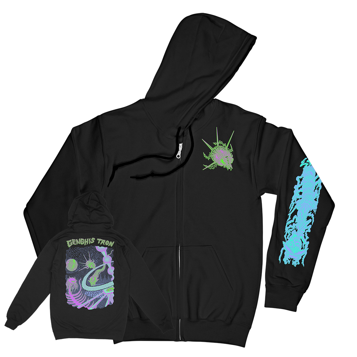 Toby3 Genghis Tron “Tetsunori Trawaya” Black Zip Up Sweatshirt