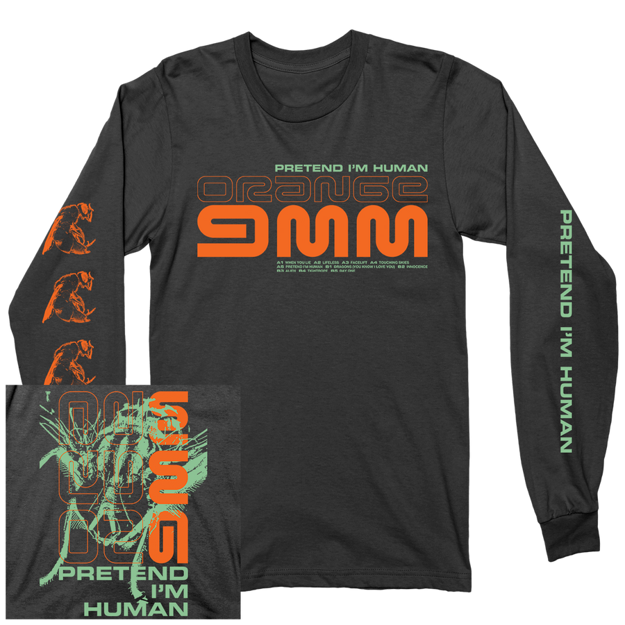 Orange 9mm "Pretend I'm Human" Longsleeve T-Shirt