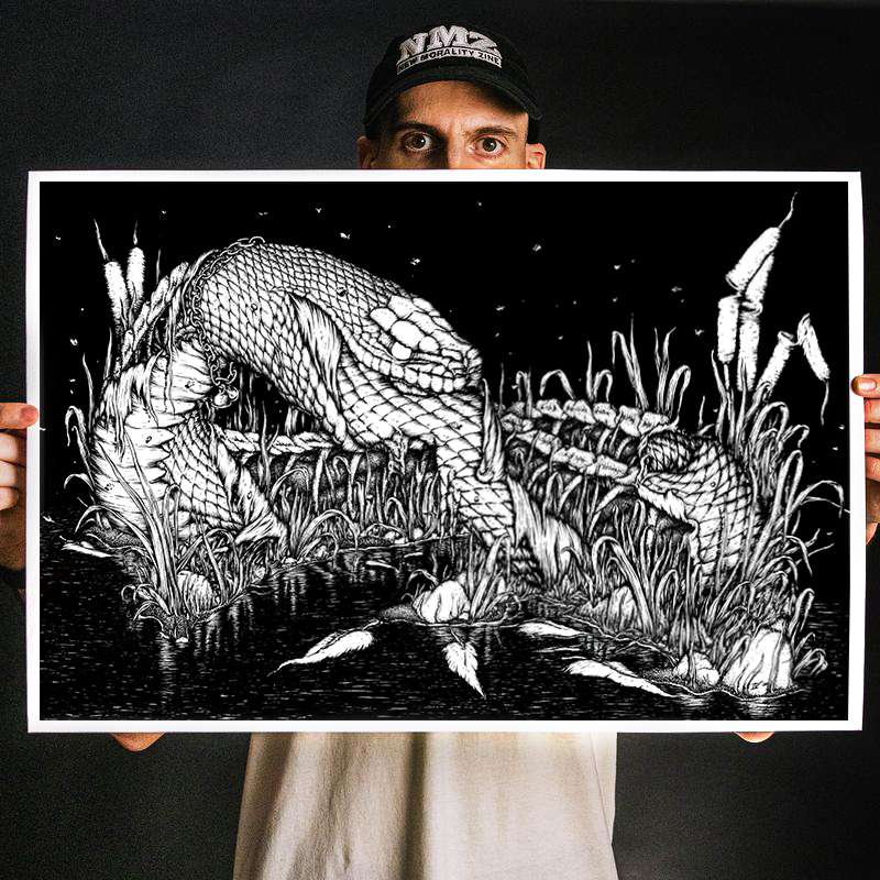 Andrew Gomez IV "Sorrow Uncoils: B/W" Giclee Print