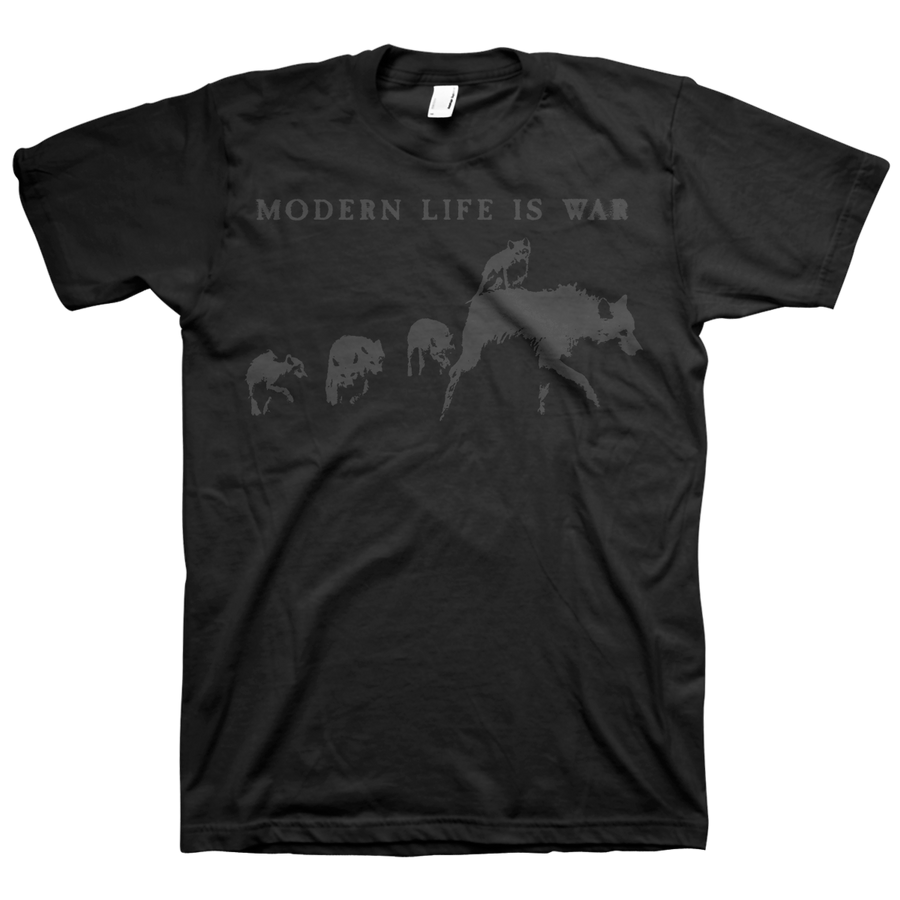 Modern Life Is War "Pack Of Wolves" Black On Black T-Shirt